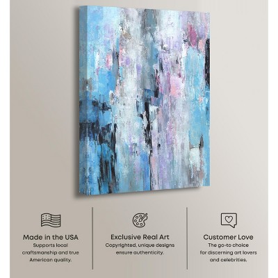 Blue and Pink Abstract Canvas Wall Art, 24" x 36"