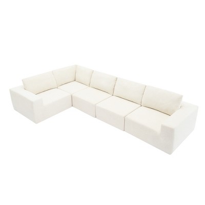 Luxury Modular L Shaped Sectional Sofa Set, Foam-Filled Floor Couch, Upholstered Indoor Furniture, 116*116"