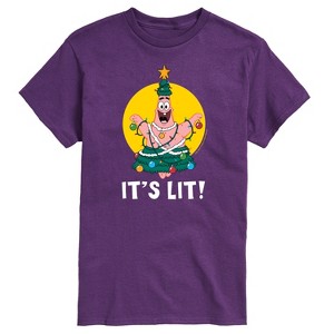 Men's - SpongeBob SquarePants - Patrick Christmas Tree It's Lit Short Sleeve Graphic T-Shirt - 1 of 4