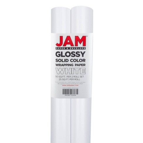 Jam Paper Bright White Glossy Gift Wrapping Paper Roll - 2 Packs Of 25 Sq.  Ft. : Target