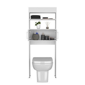 SEVOBAL Bathroom Storage Cabinets 24in Over The Toilet Cabinets Double Door with Two Shelves for Bathroom, White, 66"*16"*3" - 1 of 4