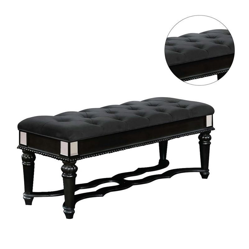 Simple Relax Bedroom Bench with Button Tufted in Black, 3 of 5