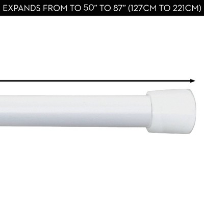White Stainless Steel Adjustable Tension Shower Curtain Rod