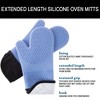 Silicone Oven Mitts - Extra Long Professional Quality Heat Resistant with Quilted Lining and 2-sided Textured Grip - 1 pair Blue by Hastings Home - 4 of 4