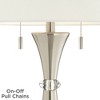 360 Lighting Rachel 28" Tall Concave Column Modern Table Lamps Set of 2 Pull Chain WiFi Smart Socket Silver Metal Living Room Bedroom White Shade - 3 of 4