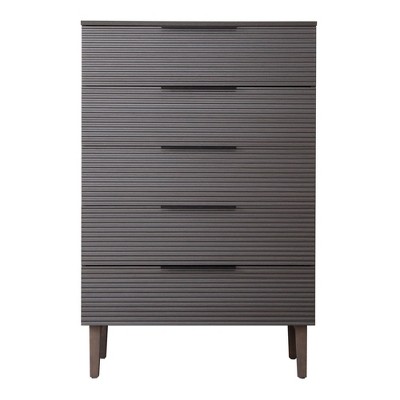 VANIRROR 5 Dresser for Bedroom, 47.6" Tall Dresser, Floor Vertical Drawer Dresser with Storage, Wooden Closet Dresser for Living Room, Entryway, Gray
