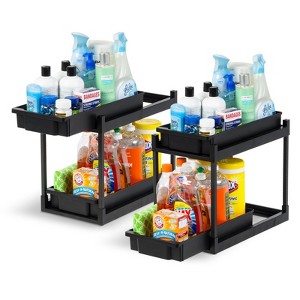 IRIS USA 2-Tier Under Sink Organizer, Storage with Sliding Drawers - Versatile solution for Office, Kitchen or Bathroom - Black - 1 of 4