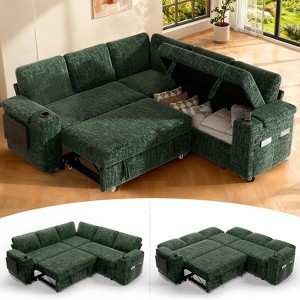 Vipbear Sleeper Sofa Bed,Convertible Sectional Sofa Couches for Living Room,Pull Out Couch Bed with Reversible Storage Chaise| Large Arm Storage - 1 of 4