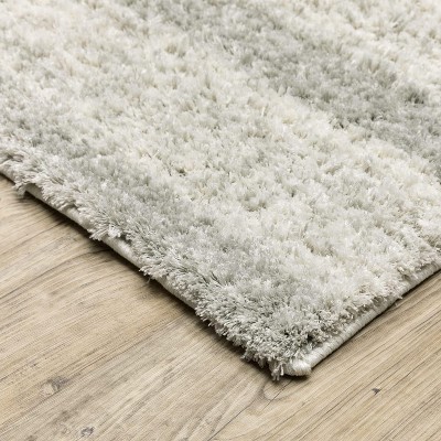 Ivory and Grey 5x8 Rectangular Wool Shag Rug