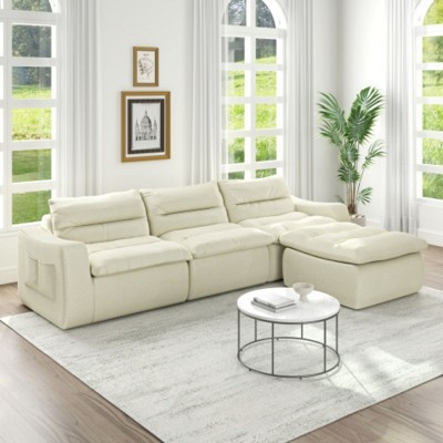 Right Modular Sofa Seat-L-Shaped Compressed Design, Modern Beanbag Style, Yellow