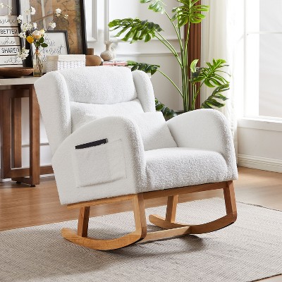Okak Modern Accent Chair for Living Room, 27.2"W Modern Accent High Backrest Lounge Arm Rocking Chair, Two Side Pocket