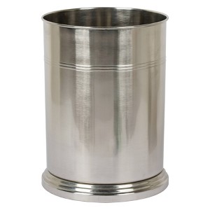 Dual Ridge Small Round Vintage Bathroom Wastebasket - Nu Steel - 1 of 3