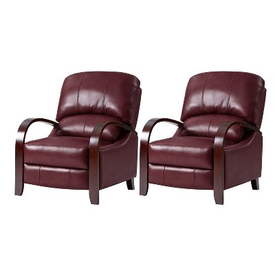 Set of 2 Alexandra Genuine Leather Manual Recliner | ARTFUL LIVING DESIGN