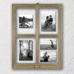 25.04" x 19.33" 4 Opening Windowpane Collage Frame Weathered Wood