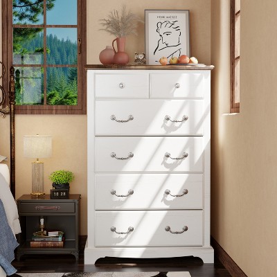 Vintage 6 Drawers Dresser, 48" Tall Wood Rustic Chset of Drawers for Bedroom, Living Room,Hallway