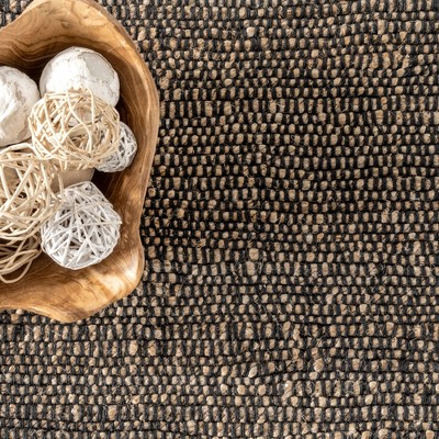 Charcoal 9' x 12' Handmade Jute Cotton Blend Area Rug
