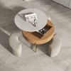3 in 1 Lift Top Nesting Coffee Table with Storage,31.5" Round Marble Nesting Coffee Table with Linen Ottoman,Center Coffee Table Set - 2 of 4