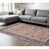Teal Brown And Beige Oriental Area Rug With Fringe - 2 of 4