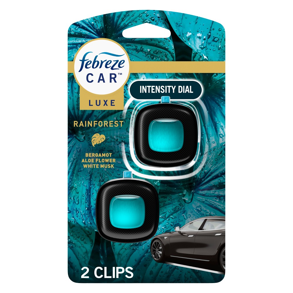 Photos - Air Freshener Febreze Luxe Car  - Rainforest - 0.13 fl oz/2ct 