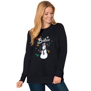 Woman Within Fleece Holiday Sweatshirt - 1 of 4