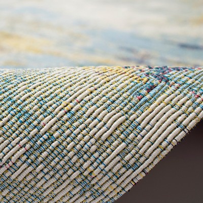 Abstract Marina Blue Rectangular Indoor/Outdoor Easy-Care Rug
