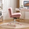 KWPZQEB Armless Home Office Desk Chair -Small Ergonomic Chair with Wheels & Metal Base, Height Adjustable Upholstered Desk Chair for Girls and Women - 4 of 4