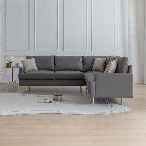 89.8" L-Shaped Corner Sectional Technical Leather Sofa with Pillows 4A - ModernLuxe - 1 of 4