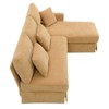 FONTOI L-shaped Sofa with Pleated Skirt, Convertible Sleeper Couch with Pillows for Living Room Apartment, Yellow, 87"*33"*61" - 4 of 4