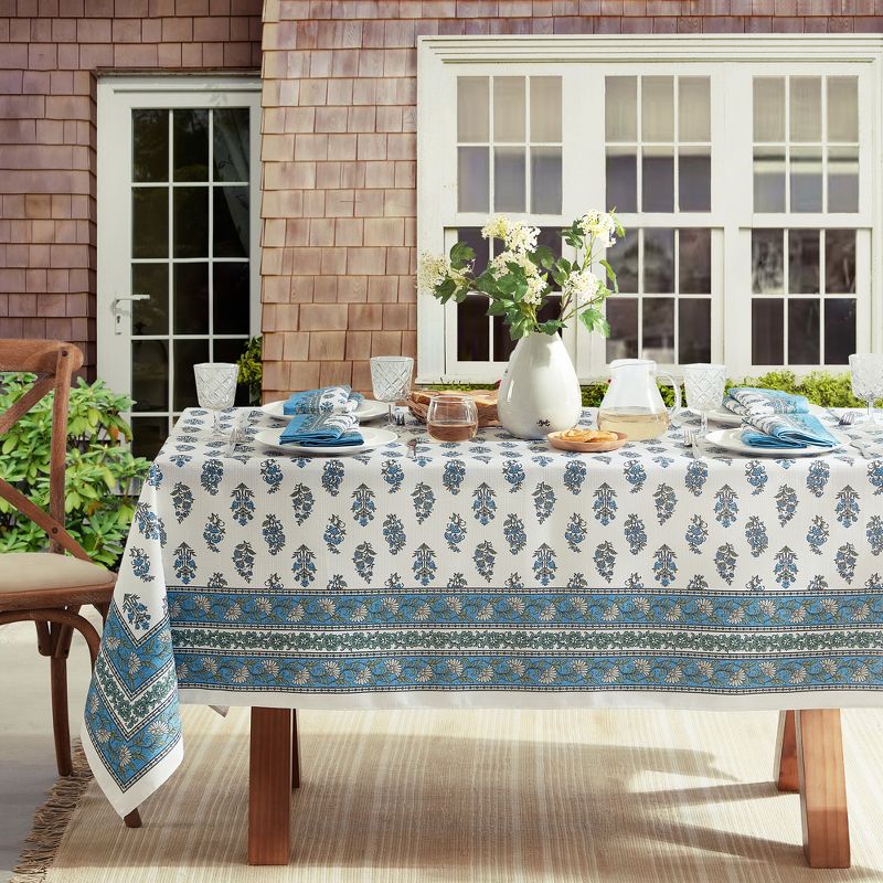 Tropez Block Print Stain & Water Resistant Indoor/Outdoor Tablecloth - Elrene Home Fashions, 2 of 6