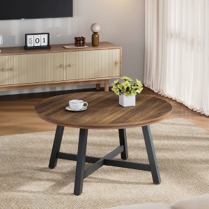 Garvee Round Coffee Table 36" Center Table, Circle Coffee Table Industrial Center Tables with Adjustable Feet - 1 of 4