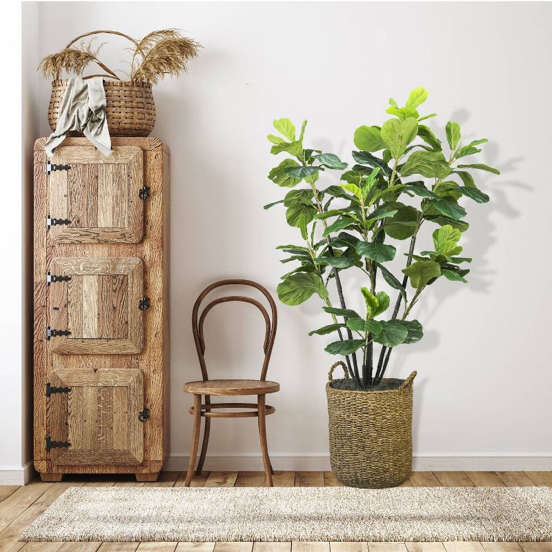 6&#39; Artificial Fiddle Leaf Fig Tree in Basket with Handles - LCG Florals, 6 of 8