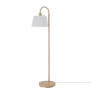 68" Maris Light Faux Wood Floor Lamp with White Patten Shade - Globe Electric: ETL Listed, Linen Shade, Metal Body - 1 of 4