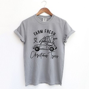 Simply Sage Market Women's Farm Fresh Trees Car Short Sleeve Garment Dyed Tee - 1 of 4