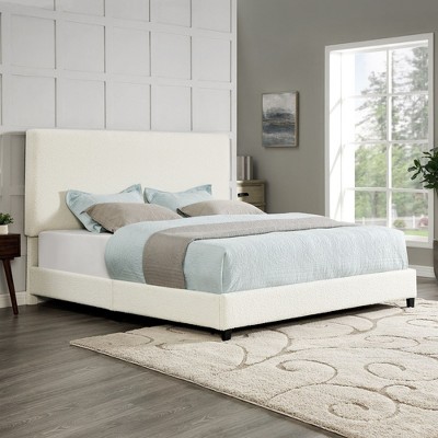 NicBex Modern Queen/King Upholstered Platform Bed Frame with Boucle Tufted Headboard,Solid Wood Slats Support,Box Spring Needed,Easy Assembly