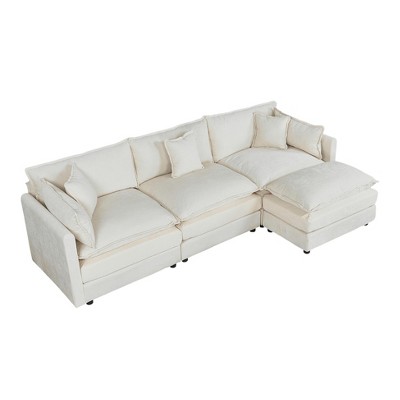 NicBex 112 Inch L-Shaped Sectional Sofa,Chenille 3-Seater Sofa with Footrest for Living Room,Apartment,Office