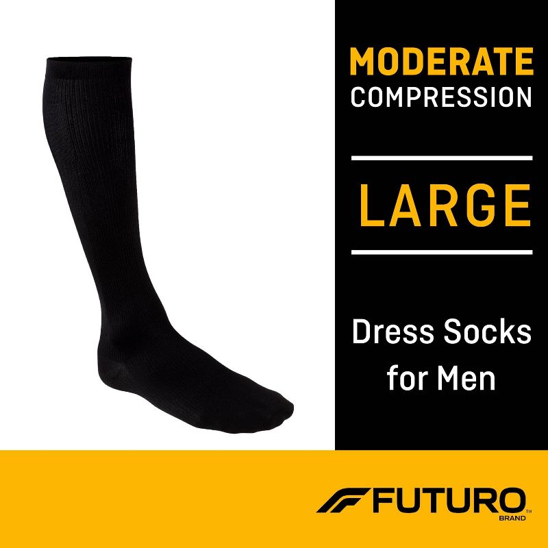FUTURO Men's Dress Socks - Black - Moderate, 3 of 12