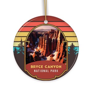 Bryce Canyon National Park Retro Style Ornament, Utah Tourist Attraction and Gift| OrnamentallyYou - 1 of 4