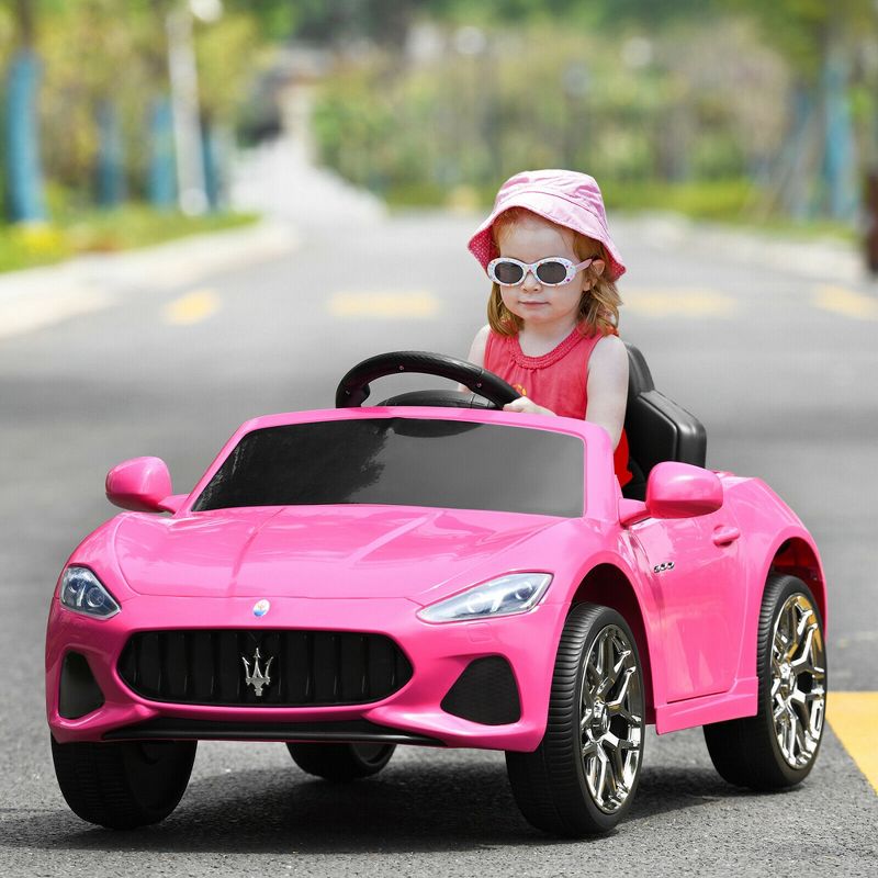 Costway 12V Kids Ride On Car Maserati GranCabrio Licensed w/ Remote Control& Lights Pink, 2 of 9