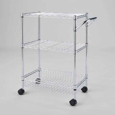 3 Tier Metal Utility Cart Chrome - Brightroom