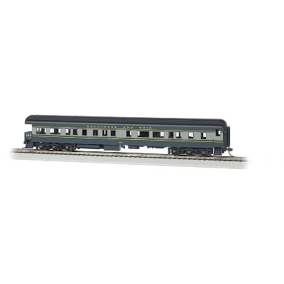 Bachmann Trains 13803 HO Scale Baltimore & Ohio #130 72 Foot Heavyweight Observation, Gray, Lighted Interior, Metal Wheels, Die-cast Trucks