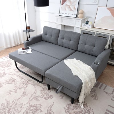 VYNXARIA Multifunctional Pull-Out Sofa Chair with Storage Space and Elegant Design, Perfect for the Living Room,Gray