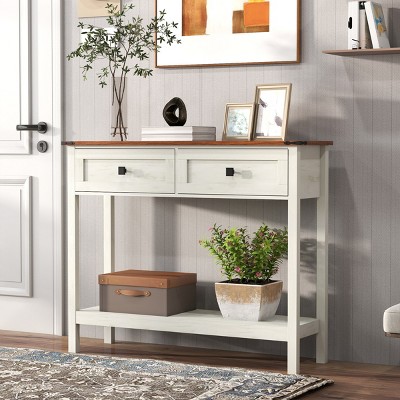 FURNIinspire Console Tables Farmhouse Console Table, Living Room Side Table Entryway Table with Drawer, Multicolored, 11.61"*39.37"*32.08"