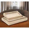 HomeRoots Set of Three White Rectangular Solid Wood Handmade Serving Tray With Handles - 2 of 4