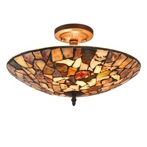 Chloe Lighting Sandy Mosaic 2 Light Semi-Flush Ceiling Fixture 16" Shade - 1 of 3