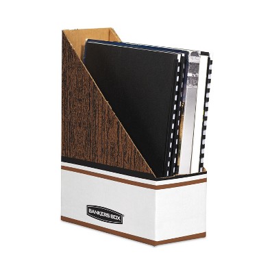 White and Wood Grain Cardboard Magazine File Holder
