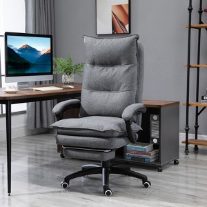 Vynxaria 360° Swivel Executive Home Office Chair Adjustable Height Linen Style Fabric Recliner,Retractable Footrest and Double Padding - 1 of 4