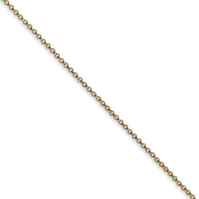 Black Bow Jewelry 1.15mm 14k Yellow Gold Solid Rolo Pendant Chain