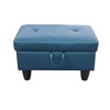 DOMETOUR Deep Blue Semi PU Synthetic Leather Ottoman for Living Room - 3 of 4
