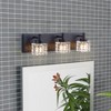 Dewdrop Modern 3-Light Vanity Light, Black Metal Wall Fixture with Cube Glass Shades - 4 of 4