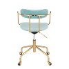 TiramisuBest Gold Metal & Light Blue Velvet Office Chair: Open Back, Adjustable Height, 360 Swivel - 4 of 4